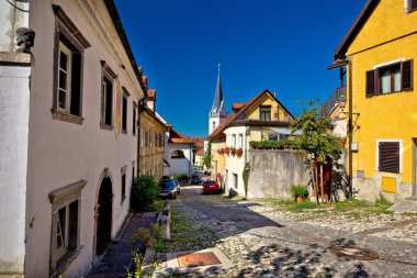Arnavut kaldırımlı eski steet Ljubljana