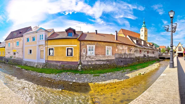 Staden av Samobor riverfront panoramautsikt — Stockfoto