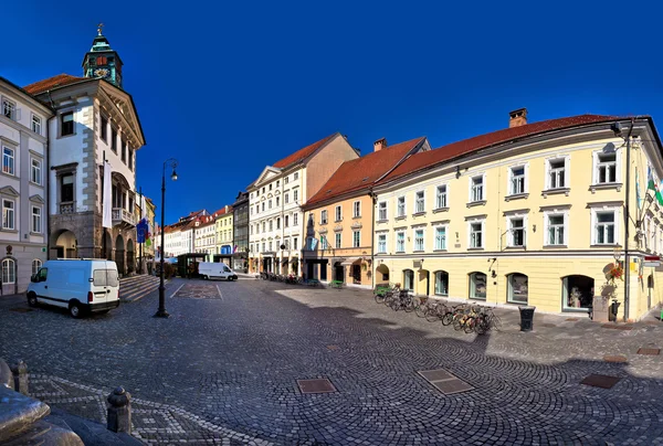 Zobrazit Lublaň radnice a náměstí — Stock fotografie