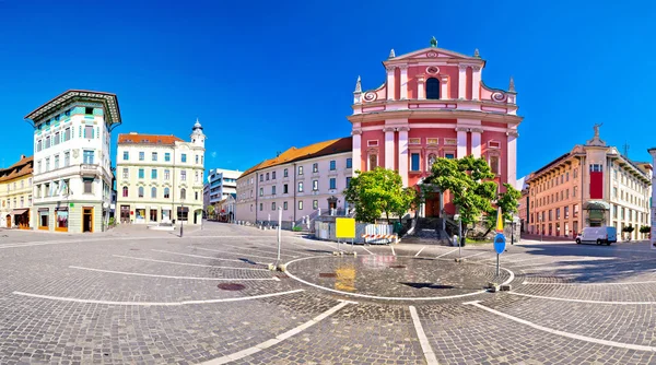 Presern square in Ljubljana panoramic view — Stock Photo, Image