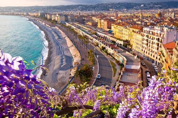 City Nice Promenade Des Anglais Waterfront Flower View French Riviera — Stock Photo, Image