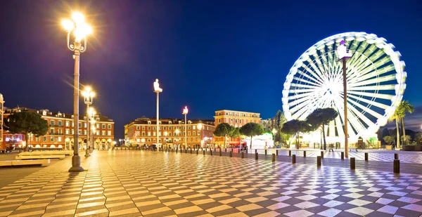 Cidade Nice Roda Gigante Gigante Massena Praça Noite Vista Panorâmica — Fotografia de Stock