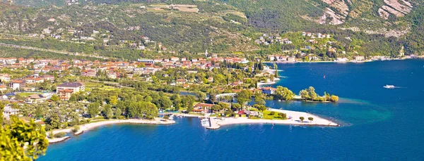 Lago Garda Légi Panorámás Kilátás Város Torbole Sarca Folyó Torkolata — Stock Fotó