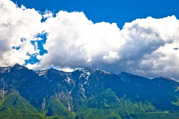 Monte Baldo Picos Montanha Acima Vista Lago Garda Norte Itália — Fotografia de Stock
