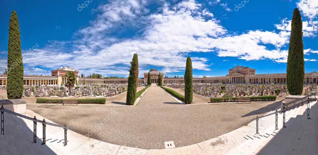 Arcades of Verona city cemetery panoramic view, Veneto region of Ital