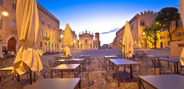 Mantua Stadt Piazza Sordello Café Und Architektur Morgendämmerung Blick Europäische — Stockfoto