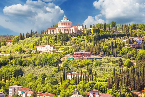 Verona Paisagem Encosta Madonna Lourdes Vista Santuário Veneto Região Ital — Fotografia de Stock