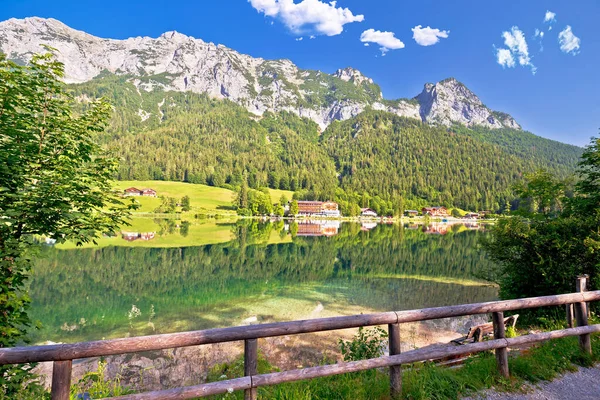 Hintersee Sjö Berchtesgaden Alpina Landskap Spegel Utsikt Bayern Regionen Tyskland — Stockfoto