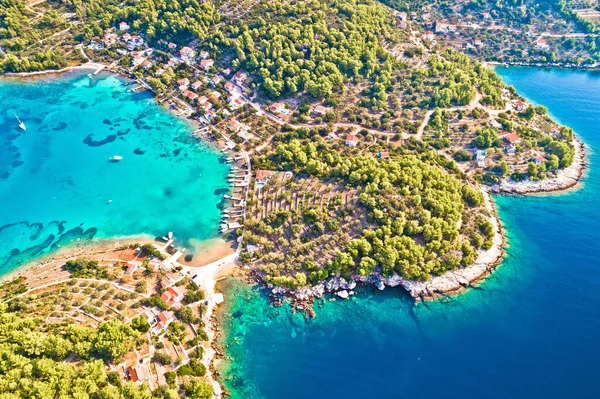 Wyspa Korcula Widok Lotu Ptaka Zatoki Gradina Wyspie Korcula Archipelag — Zdjęcie stockowe