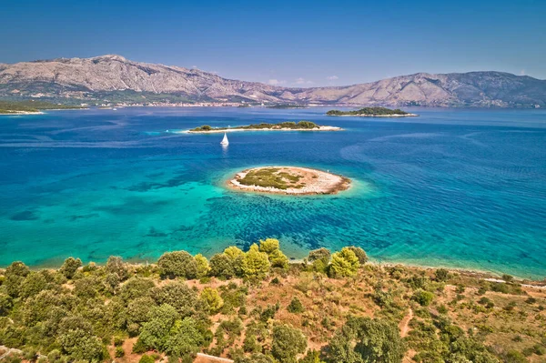 Korcula Lumbarda Isla Korcula Archipiélago Vela Turquesa Paisaje Del Sur — Foto de Stock