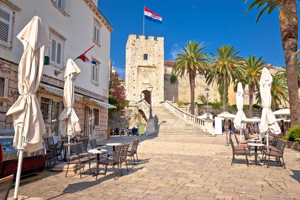 Korcula Πύλη Της Πόλης Και Ιστορική Θέα Στην Αρχιτεκτονική Ιστορικό — Φωτογραφία Αρχείου