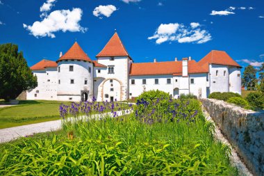 Varazdin. Eski Varazdin kasabası ve yeşil park manzarası, kuzey Croati kasabası.