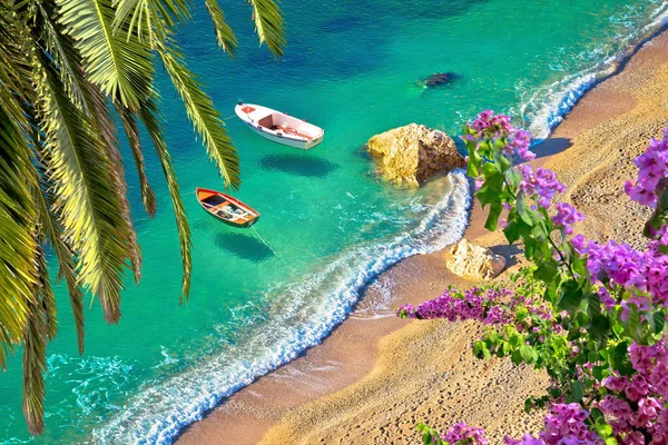 Idyllisk Cote Azur Sandstrand Med Utsikt Över Havet Villefranche Sur — Stockfoto