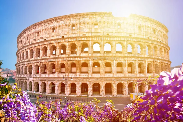 Colosseum Róma Naplemente Kilátás Híres Mérföldkő Örök Város Fővárosa Ital — Stock Fotó