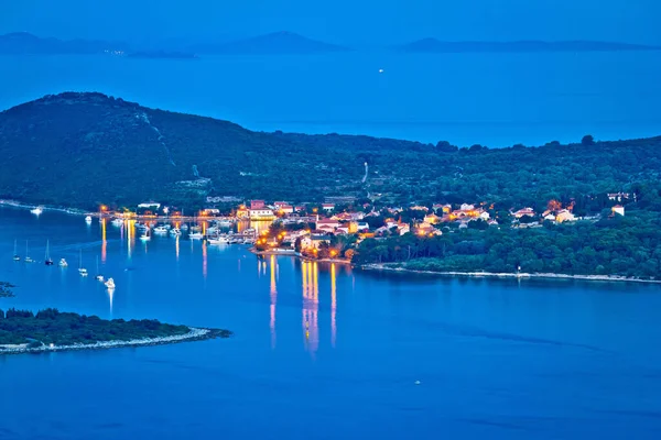 Ilha Ilovik Iatismo Baía Vista Aérea Noite Kvarner Arquipélago Croácia — Fotografia de Stock