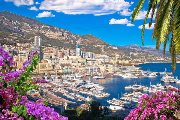 Cidade Mônaco Monte Carlo Vista Colorida Porto Principado Monac — Fotografia de Stock