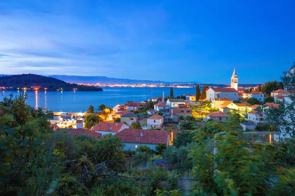 Arquipélago Zadar Cidade Kali Vista Noturna Ilha Ugljan Região Dalmácia — Fotografia de Stock