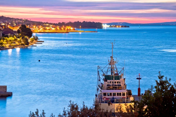 Zadari Szigetcsoport Színes Naplemente Kali Kikötő Öbölben Ugljan Sziget Kilátás — Stock Fotó
