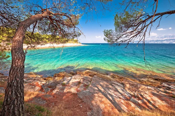 Geweldig Turquoise Stenen Strand Brac Eiland Uitzicht Archipel Van Dalmatië — Stockfoto