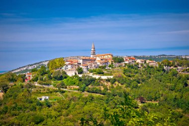 Buzet. Tepe kasabası Buzet yeşil manzaralı taş duvarlarla çevrili. Hırvatistan 'ın İstria bölgesi