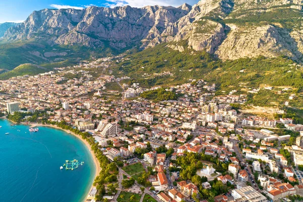 Makarska Luftaufnahme Der Stadt Makarska Unter Dem Berg Biokovo Dalmatien — Stockfoto
