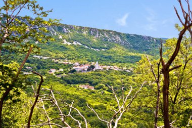 Hırvatistan 'ın Kvarner bölgesindeki Vinodol Vadisi manzaralı tarihi Bribir kasabası