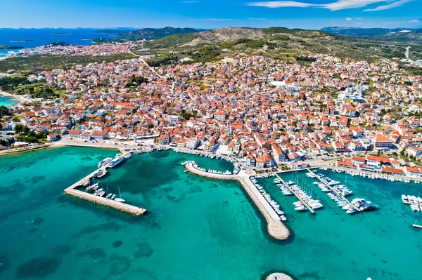 Adriático Cidade Vodice Vista Aérea Beira Mar Dalmácia Arquipélago Croácia — Fotografia de Stock