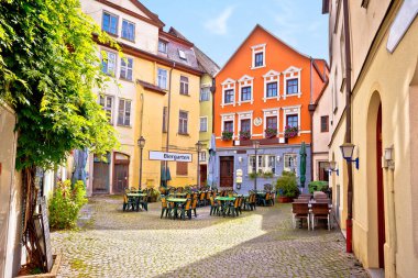 Ansbach. Old town of Ansbach beer garden and street view, Bavaria region of German clipart