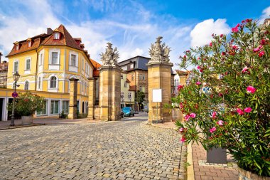 Ansbach. Old town of Ansbach picturesque street and town gate view, Bavaria region of Germany clipart
