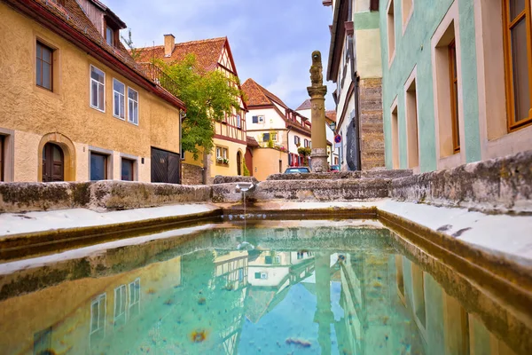 Idílica Alemania Colorida Calle Fuente Ciudad Medieval Alemana Rothenburg Der —  Fotos de Stock