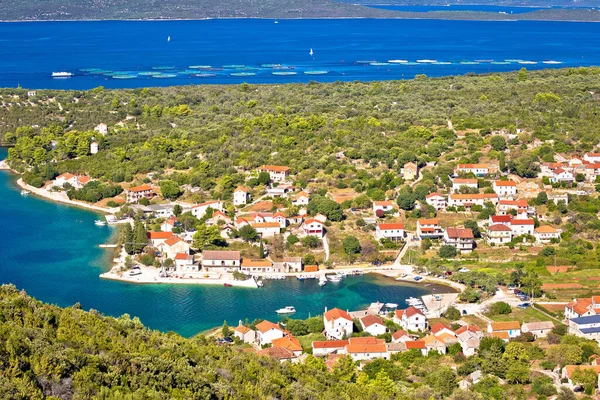 Vesnice Luka Ostrově Dugi Otok Přístav Nábřeží Panoramatický Výhled Dalmácie — Stock fotografie