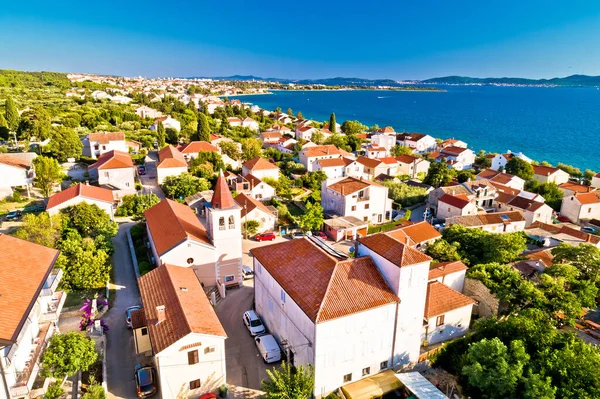 Zadar Dorf Diklo Kirche Und Küste Zadar Archipel Luftaufnahme Dalmatien — Stockfoto