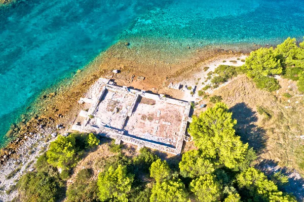 Villa Storica Romana Rustica Rovina Veduta Aerea Isola Dugi Otok — Foto Stock