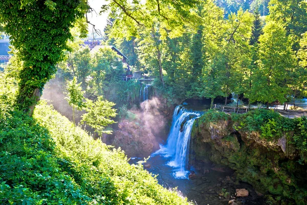 Zöld Táj Vízesések Rastoke Falu Központi Horvát — Stock Fotó