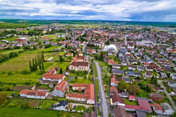 Bunte Mittelalterliche Stadt Krizevci Luftaufnahme Region Prigorje Kroatien — Stockfoto