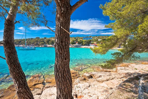 Insel Murter Türkisfarbener Lagunenstrand Slanica Blick Dalmatien Archipel Von Kroatien — Stockfoto