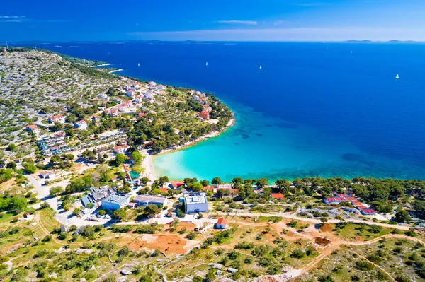 Eiland Murter Turquoise Lagune Strand Slanica Uitzicht Vanuit Lucht Dalmatische — Stockfoto