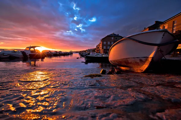 Town Karlobag Velebit Colorful Sunset Panoramic View Adriatic Region Croatia — Stockfoto