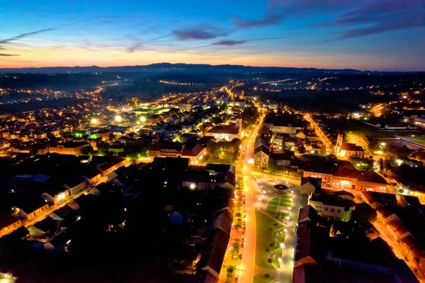 Kleurrijke Middeleeuwse Stad Van Krizevci Historische Centrum Luchtfoto Uitzicht Prigorje — Stockfoto