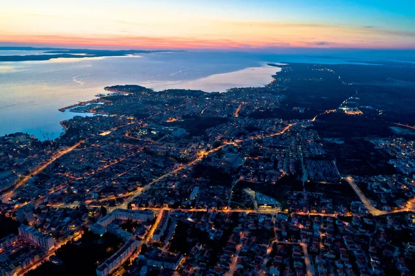 Färgglada Nattlandskap Staden Zadar Antenn Utsikt Dalmatien Regionen Kroatien — Stockfoto