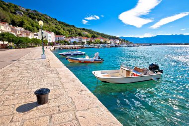 Town of Baska waterfront view. Island of Krk in Kvarner bay of Croatia