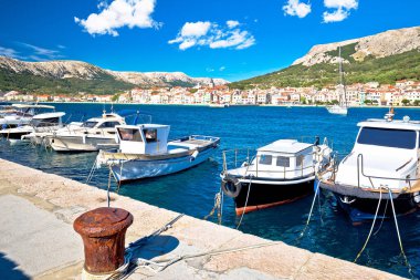 Town of Baska waterfront view. Island of Krk in Kvarner bay of Croatia