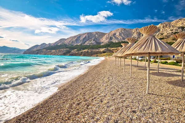 Idyllisch Strand Baska Uitzicht Eiland Krk Kroatië Baska Een Bekende — Stockfoto