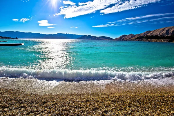 Baska Playa Guijarros Idílica Ciudad Baska Vista Isla Krk Bahía — Foto de Stock