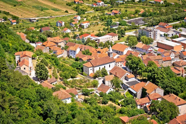 Luftaufnahme Von Vrlika Stadt Der Dalmatinischen Region Zagora Kroatien — Stockfoto