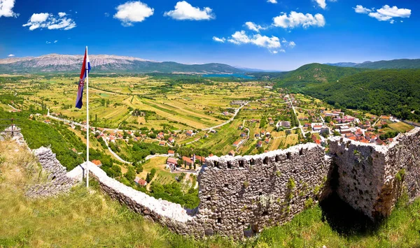 Città Vrlika Peruca Lago Aerea Vista Panoramica Dalla Fortezza Prozor — Foto Stock