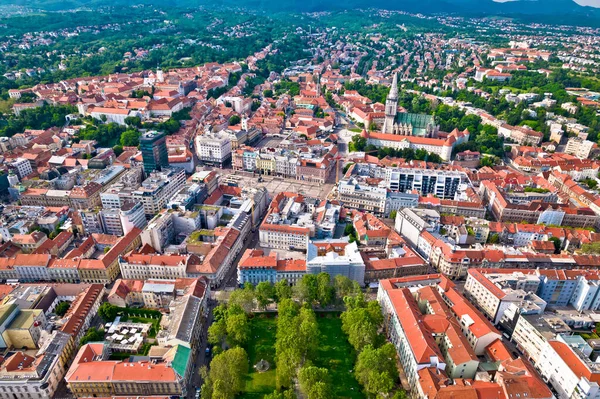 Zagreb Historiska Centrum Antenn Utsikt Berömda Landmärken Kroatiens Huvudstad — Stockfoto