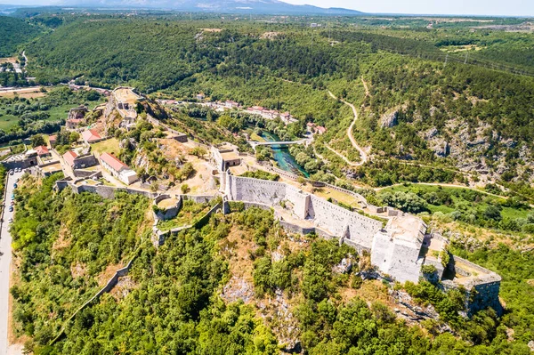 Knin Fortezza Sulla Roccia Vista Aerea Seconda Fortezza Più Grande — Foto Stock