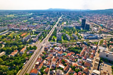 Aerial view of Vukovarska Drziceva intersection in Zagreb, capital of Croatia