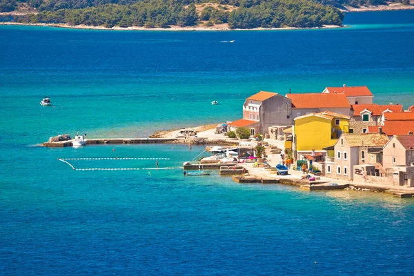 Island Krapanj Colorful Waterfront View Dalmatia Archipelago Croatia — Zdjęcie stockowe